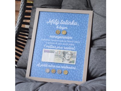 Dárkový obraz - Jeden milion - modrá varianta (včetně rámečku)