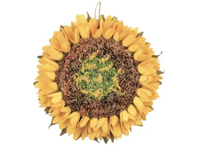 Dřevěná slunečnice závěsná 27 cm, žlutá
