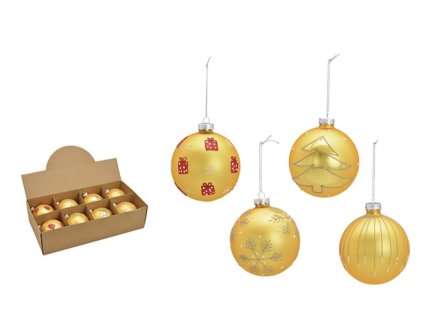 Skleněné baňky - zlaté - set 4 ks