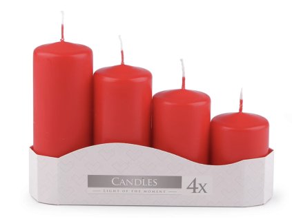 Adventní svíčky sestupné - červené - sada