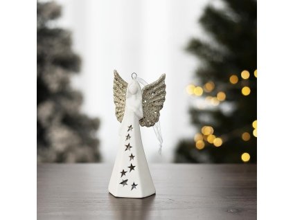 Porcelánový LED anděl
