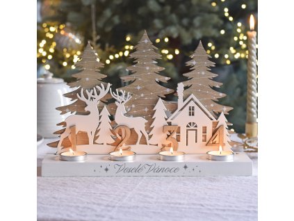 Adventní svícen - Zimní krajina