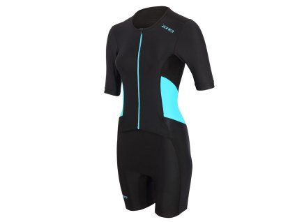 VÝPRODEJ SKLADOVÝCH ZÁSOB Dámská triatlonová kombinéza Zone3 ACTIVATE SHORT SLEEVE FULL ZIP TRISUIT  - Black/Blue S Dámská triatlonová kombinéza Zone3 ACTIVATE SHORT SLEEVE FULL ZIP TRISUIT  - Black/Blue - S (Velikost S)