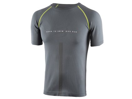 Compressport Funkční pánské triko COMPRESSPORT Training Tshirt SS - Born To SwimBikeRun 2020 XL šedá (Velikost XL, Barva šedá)