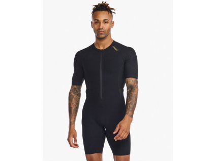 2XU Pánský triatlonový dres s rukávem 2XU Black/Gold (Velikost S)