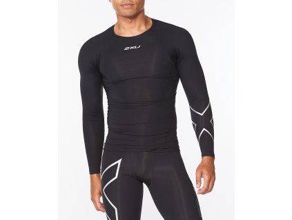 2XU Pánské triko s dlouhým rukávem 2XU Black/Silver (Velikost S)