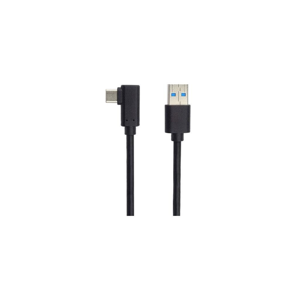 PremiumCord Kabel USB typ C/M zahnutý konektor 90° - USB 3.0 A/M, 2m