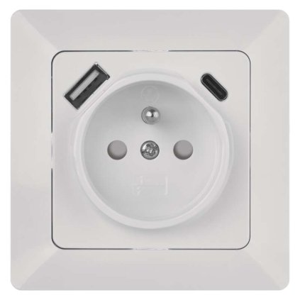 EMOS Zásuvka s USB A+USB C., bílá