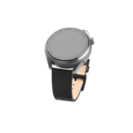 Fixed Kožený řemínek Leather Strap s Quick Release 20mm pro smartwatch, černý