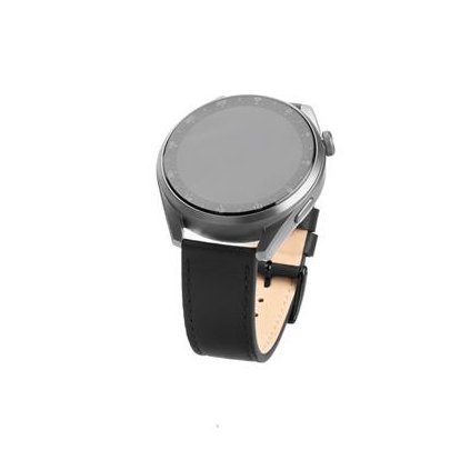Fixed Kožený řemínek Leather Strap s Quick Release 22mm pro smartwatch, černý