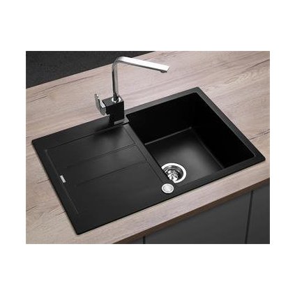 Concept Granitový dřez s odkapem DG10C45bc Cubis ČERNÝ