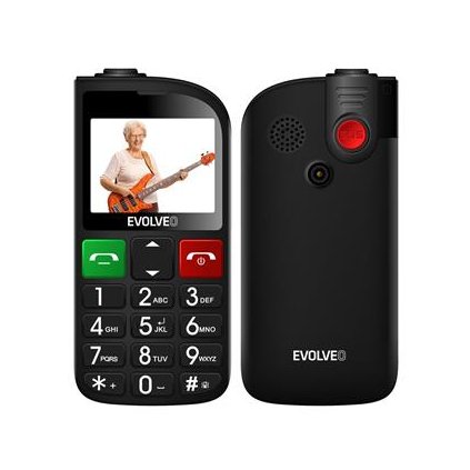 Evolveo EasyPhone FL, mobilní telefon pro seniory s nabíjecím stojánkem, černá
