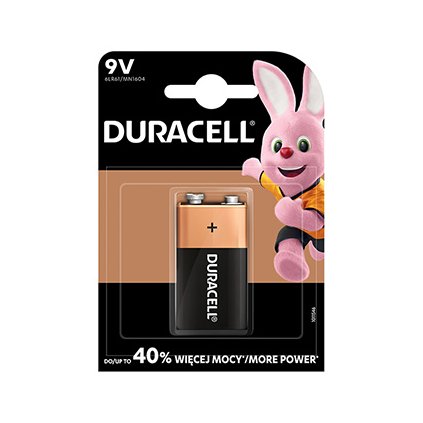 Baterie Duracell Basic 9V, 6LR61, alkalická, blistr, 1-pack, 42343