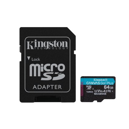 Kingston Canvas Go Plus A2 Micro SDXC 64GB UHS-I U3 Class 10 + Adaptér