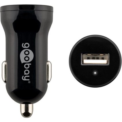 Goobay Napájecí 12-24V autoadaptér na 1x USB 1A černý
