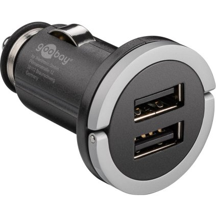 Goobay Napájecí 12-24V autoadaptér na 2xUSB 2.1A s nízkým profilem