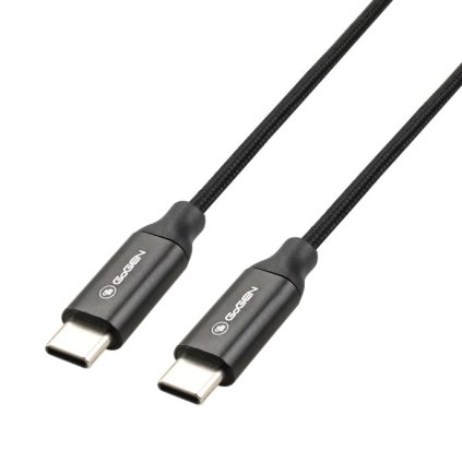 GoGEN USB-C USB-C, 1m, opletený, 100W, černý kabel 