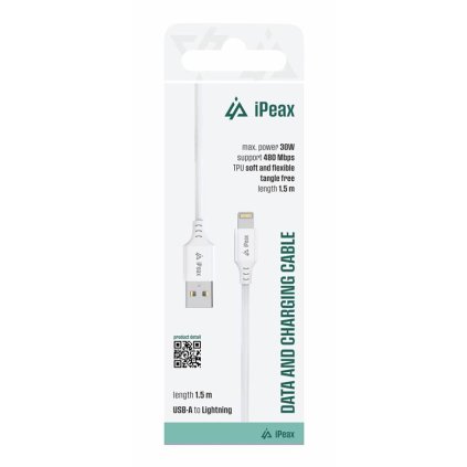 iPEAX TPU kabel USB-A / Lightning 1,5M, USB 2.0 bílý