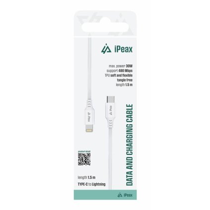 iPEAX TPU kabel USB-C / Lightning 1,5M, USB 2.0 bílý