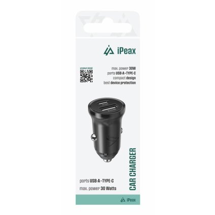 iPEAX Autonabíječka CL-04, PD, 30W, USB-C + USB-A černá