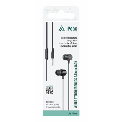 iPEAX drátová sluchátka 3,5MM jack černá