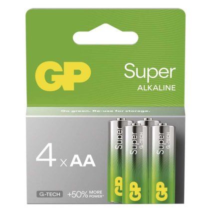 Alkalická baterie GP Super AA (LR6), 4 ks