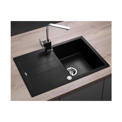 Concept Granitový dřez s odkapem DG10C45bc Cubis ČERNÝ