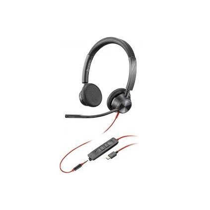 HP Poly Blackwire 3325 Stereo USB-C Headset +3.5mm Plug +USB-C A Adapter