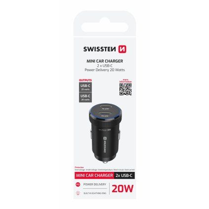 Swissten CL adaptér 2x USB-C PD, 20W černý