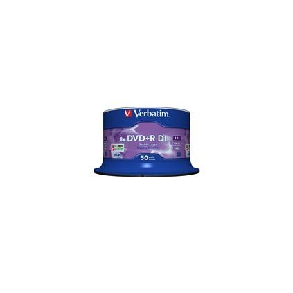 Verbatim DVD+R(50-pack)/Double Layer/Spindle/ 8X 8.5GB Matt Silver 43758