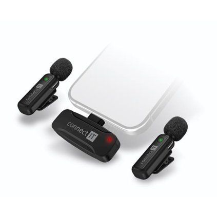 CONNECT IT Wireless Lavalier mikrofon USB-C konektor (2 ks + receiver) set ČERNÝ