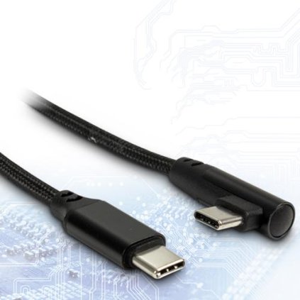 Inter-Tech kabel USB3.1 USB-C na USB3.1 USB-C zalomený 90°, 1m