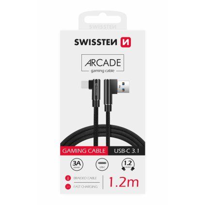 Swissten arcade USB / USB-C 1,2 m černý
