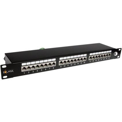 Solarix Patch panel SX24-6-STP-BK STP cat6 24p. 1U