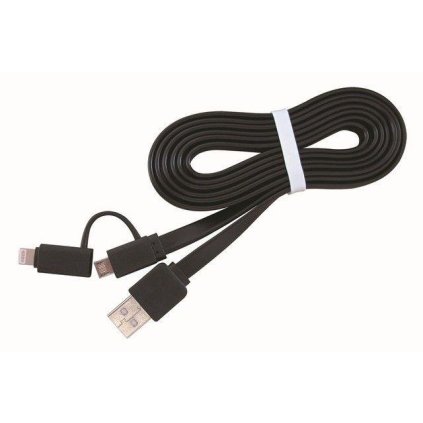 C-TECH Kabel  USB COMBO, MicroUSB + Lightning, 1m, černý