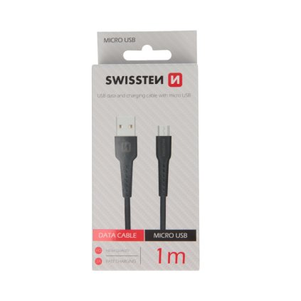 Swissten datový kabel USB / micro USB 1m černý