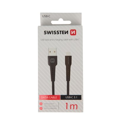 Swissten datový kabel USB / USB-C 1m černý