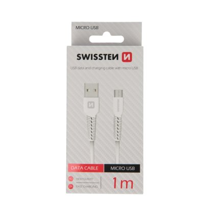 Swissten datový kabel USB / micro USB 1m bílý
