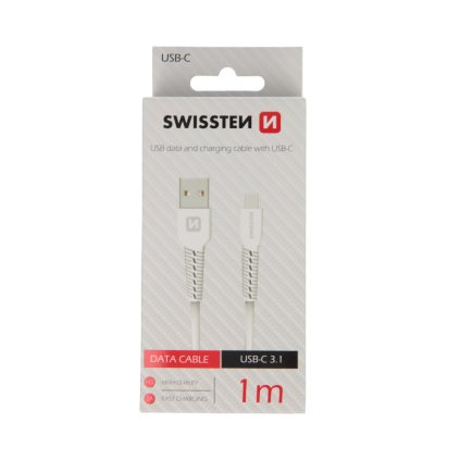 Swissten datový kabel USB / USB-C 1m bílý