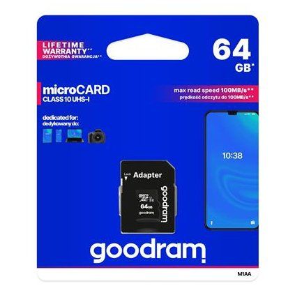 GoodRam memory card Micro SDXC 64GB Class 10 UHS-I + Adapter