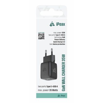 iPEAX GaN síťová nabíječka 35W (USB-C + USB-A) černá