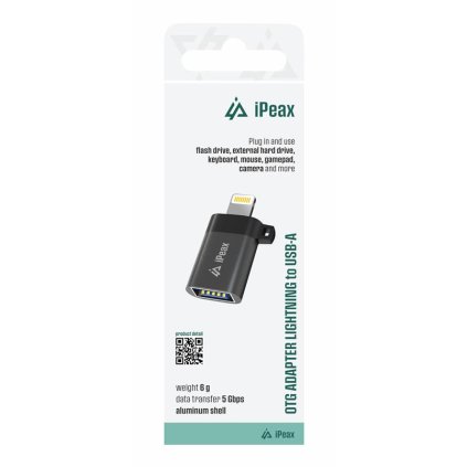 iPEAX adaptér OTG Lightning / USB-A (samice) černý