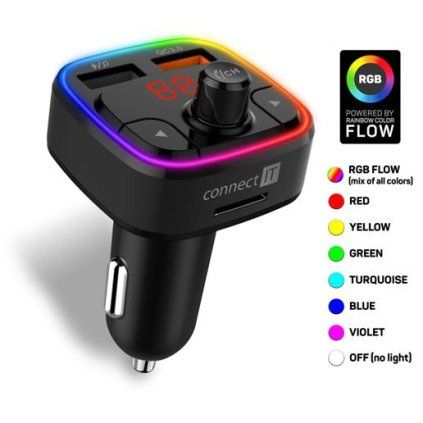 CONNECT IT CarRGB Bezdrátový FM transmitter, 2xUSB+MicroSD, ČERNÝ