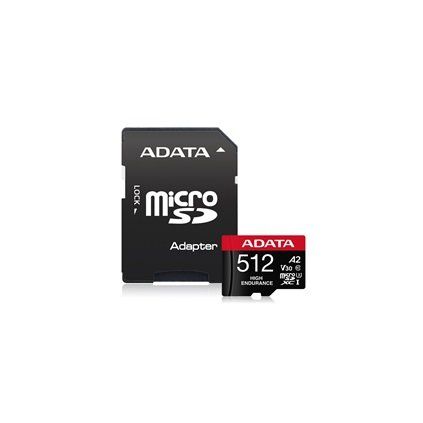 ADATA MicroSDXC karta 512GB High Endurance UHS-I C10 V30 A2 + SD adaptér