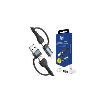 3mk Hyper kabel N-SERIES 2 in 2 A/C - C/Lightning 1.2m 9V/2A 60W černý