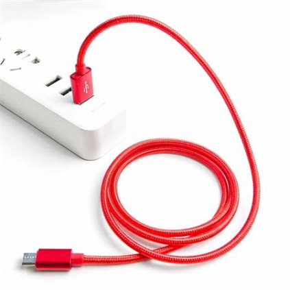 Crono kabel USB 2.0/  USB A samec - microUSB samec, 1,0m, červený premium
