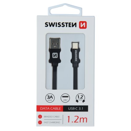 Swissten USB/USB-C 1.2m, černý