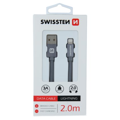 Swissten USB/Lightning 2m, šedý