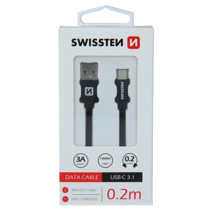 Swissten USB/USB-C 0.2m, černý