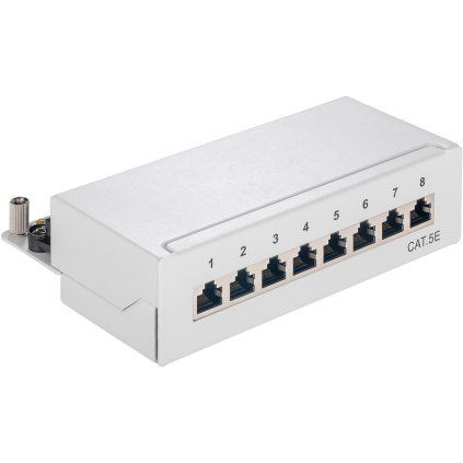 PremiumCord Mini Desktop Patch Panel Cat5e, 8xRJ45 stíněná 